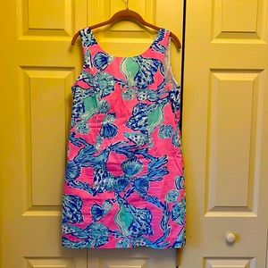 Lilly Pulitzer Pink Pout Bare Foot Princess Lace Back Shift Dress